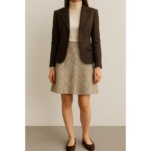 Vintage Y2K Old Navy Tweed Wool Skirt Size 14 Brown Lined Knee Length Academia